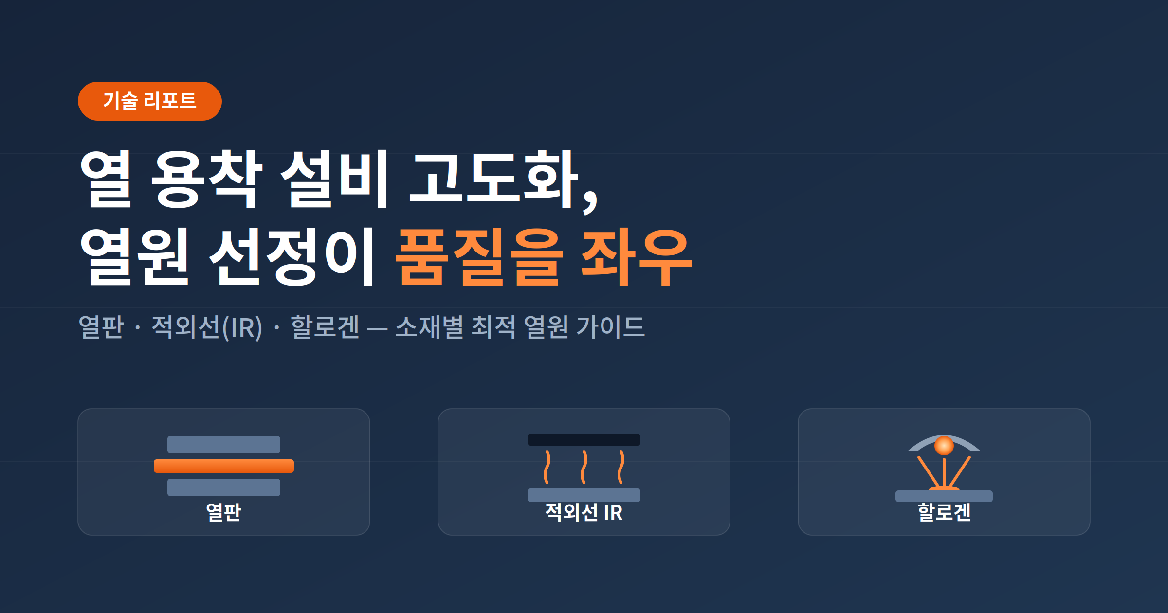 열 용착 설비 고도화 동향과 열원 선정 가이드 — 열판·IR·할로겐 완벽 비교